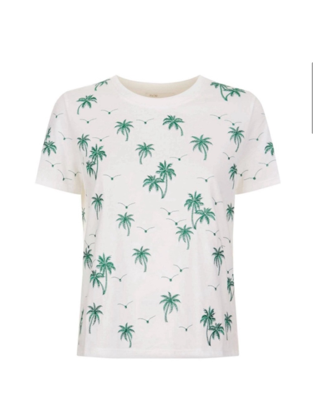 Maje Paris White Palm Tree Graphic Tee Green Print Cotton T-Shirt
